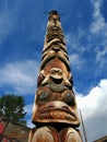 Totem Pole in K`san Native Village, Hazelton, Northern British Columbia, Canada Royalty Free Stock Photo