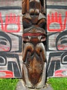 K`san Village, Hazelton, Detail of Carved Totem Pole, British Columbia, Canada Royalty Free Stock Photo