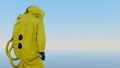 Hazmat Suit Corona Virus Covid-19 Protection with protective yellow suit 3D illustration