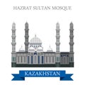 Hazrat Sultan Mosque in Astana Kazakhstan vector flat attraction Royalty Free Stock Photo