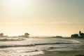 Hazy atmosphere caused by Cyclone Cody`s large waves and swells at Mount Maunganui