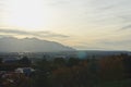 A view across the hazy salt lake city valley