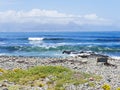 A hazy, cloud covered Cape Town as seen from Robben Island