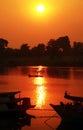 Hazy Irrawaddy River Sunset (Burma) Royalty Free Stock Photo