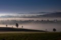 Hazy landscape of Podhale in Poland at night Royalty Free Stock Photo