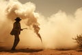 Hazy Man desert smoke. Generate Ai Royalty Free Stock Photo