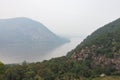 Hazy Mountainous Landscape along the Hudson River in Cold Spring New York Royalty Free Stock Photo