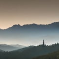 279 Hazy Mountains: A serene and tranquil background featuring hazy mountains in soft and muted colors that create a peaceful an