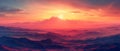 Hazy silhouette of mountains against a sunset Royalty Free Stock Photo