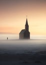 Frozen in Time: A Serene Walk through a Hazy Church, Bathed in G