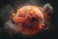 Hazy Smoke clouds planet. Generate Ai