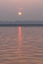 Sunrise on the Ganges river, Varanasi, India Royalty Free Stock Photo