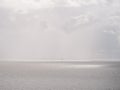 Hazy view over Markermeer lake with sailing boat, Netherlands