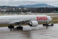 HB-JNK Swiss Boeing 777-3DEER jet in Zurich in Switzerland