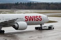 HB-JNK Swiss Boeing 777-3DEER jet in Zurich in Switzerland