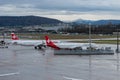 HB-JPC Swiss Airbus A321-271NX and Helvetic Airways Embraer E195-E2 jet in Zurich in Switzerland Royalty Free Stock Photo