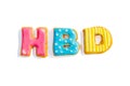 HBD alphabet sugar cookies Royalty Free Stock Photo