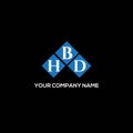 HBD letter logo design on BLACK background. HBD creative initials letter logo concept. HBD letter design