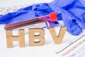 HBV Medical acronym or abbreviation of hepatitis B virus in laboratory test diagnostics and physical diagnosis. Word HBV is near b