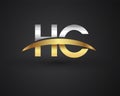 HC initial logo company name colored gold and silver swoosh design. vector logo for business and company identity