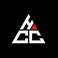 HCC triangle letter logo design with triangle shape. HCC triangle logo design monogram. HCC triangle vector logo template with red