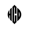 HCD circle letter logo design with circle and ellipse shape. HCD ellipse letters with typographic style. The three initials form a