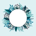 Flower designs border - light blue flowers Royalty Free Stock Photo