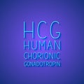 HCG neon typography poster. Human Chorionic Gonadotropin 3d lettering. Vector illustration. Easy to edit template for banner,