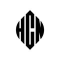 HCN circle letter logo design with circle and ellipse shape. HCN ellipse letters with typographic style. The three initials form a Royalty Free Stock Photo