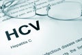 HCV written on a page. Hepatitis C. Royalty Free Stock Photo