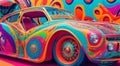 abstract sports car on colored background, car art, colored car on abstract colored background Royalty Free Stock Photo