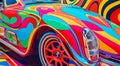 abstract sports car on colored background, car art, colored car on abstract colored background Royalty Free Stock Photo