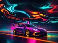 abstract sports car on colored background, car art, colored car on abstract colored background Royalty Free Stock Photo