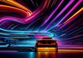 abstract sports car on colored background, car art, colored car on abstract colored background Royalty Free Stock Photo