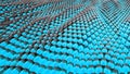 Animation of abstract wave blue metallic liquid with reflections. 3D rendering