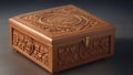 An HD image of an intricately carved wooden jewelry box