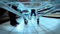 HD 4K (3840X2160) UHDTV:accelerated video of a trolley,rolling around the market