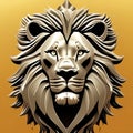 HD logo illustration of a head of a safari jungle lion king, vector, brand logotype, black, white, nature, ai generative Royalty Free Stock Photo