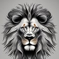 HD logo illustration of a head of a safari jungle lion king, vector, brand logotype, black, white, nature, ai generative Royalty Free Stock Photo