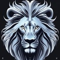 HD logo illustration of a head of a safari jungle lion king, vector, brand logotype, black, white, nature, ai generative Royalty Free Stock Photo
