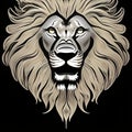 HD logo illustration of a head of a safari jungle lion king, vector, brand logotype, black, white, nature, ai generative Royalty Free Stock Photo