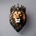 HD logo illustration of a safari jungle lion king with crown, wallpaper of wildlife animal, generative ai Royalty Free Stock Photo