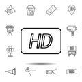 hd, movie, cinema icon. Simple thin line, outline vector element of Cinema icons set for UI and UX, website or mobile application