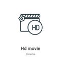 Hd movie outline vector icon. Thin line black hd movie icon, flat vector simple element illustration from editable cinema concept Royalty Free Stock Photo