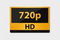 HD 720p Icon - Golden Vector Illustration - Isolated On Transparent Background Royalty Free Stock Photo