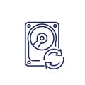 HDD backup, hard drive recovery line icon Royalty Free Stock Photo