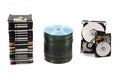 Hdd, floppy, dvd and cd-rom data background Royalty Free Stock Photo