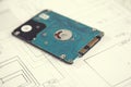 HDD on paper Royalty Free Stock Photo