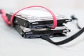 Hdd and sata cable close up data storage close up on light background Royalty Free Stock Photo