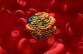 HDL good lipoprotein cholesterol in the blood flow - Closeup view 3d illustration